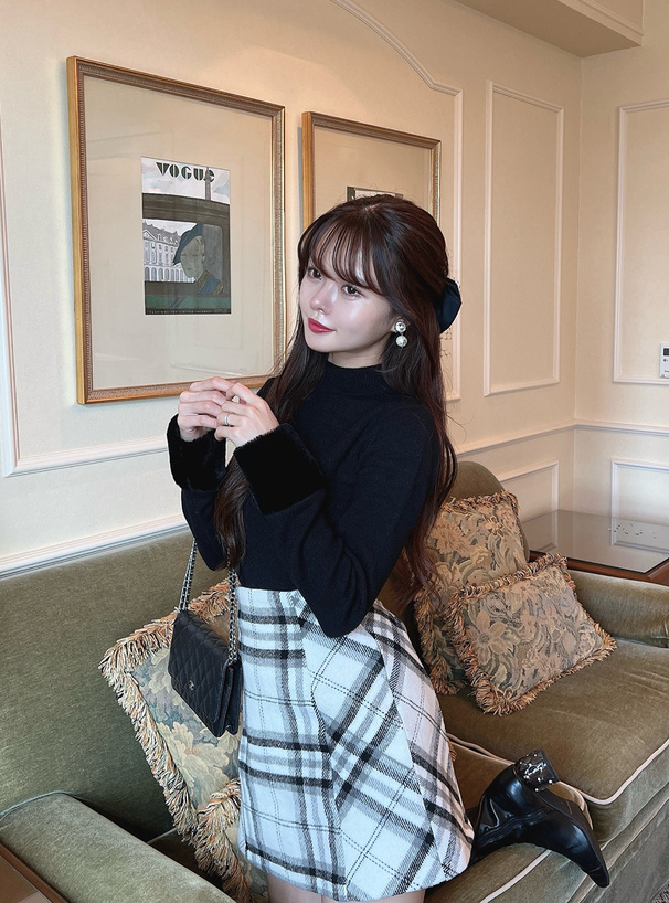 ファースリーブモックネックニットトップス[an1343] | レディース