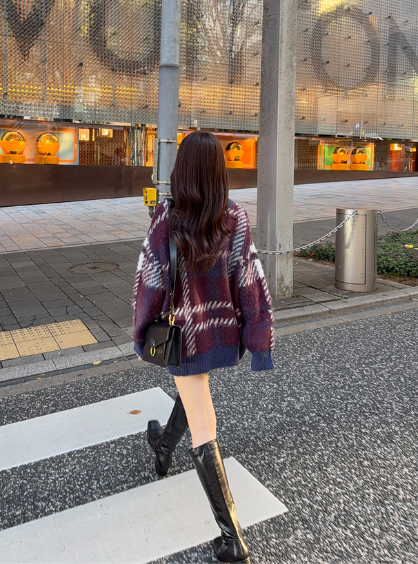 チェック柄ニットトップス[an1523] | レディースファッション通販の