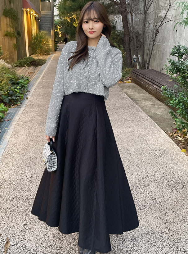 ラメシャギーニットショート丈カーディガン[an1634] | レディース