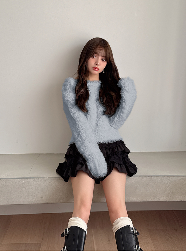 フェザーニットショート丈ニットトップス[an1635] | レディース