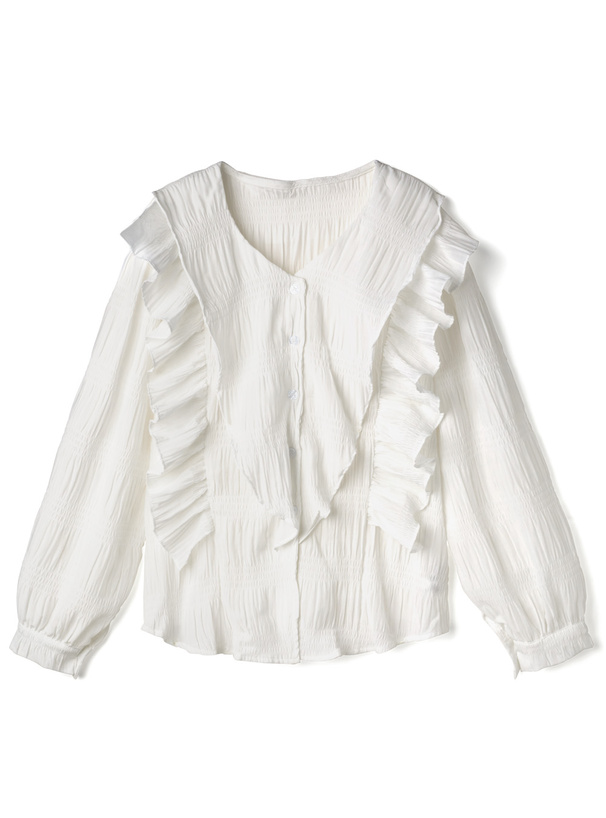 Vネックフリルラッフルブラウス[ac1868] | レディースファッション通販