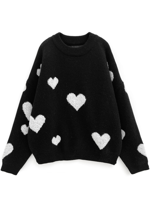 ハート柄オーバーニットトップス[ac2513] | レディースファッション