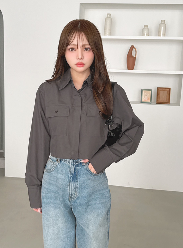 ダブルポケットクロップド丈シャツ[ai161] | レディースファッション