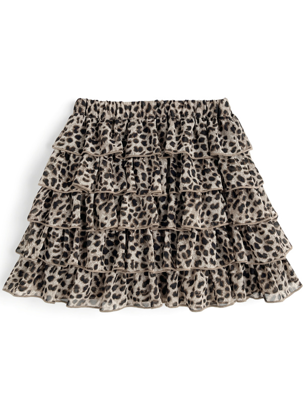 インパン裏地付レオパードティアードミニスカート[gn472] | レディース
