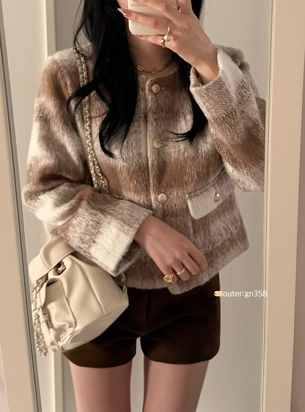 チェック柄シャギージャケット[gn358] | レディースファッション通販の