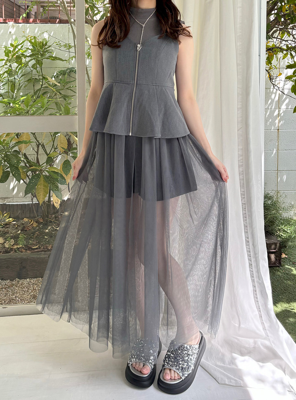 チュールドッキングキャミワンピース[gc247] | レディースファッション