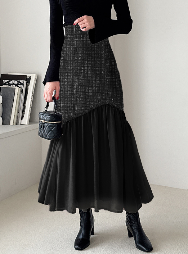 ツイード切り替えマーメイドフレアスカート[gc272] | レディース