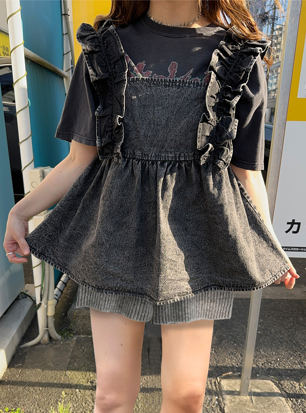 ショルダーフリルペプラムデニムトップス[dh1284] | レディース