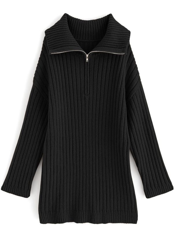 ハーフジップリブニットワンピース[dr638] | レディースファッション