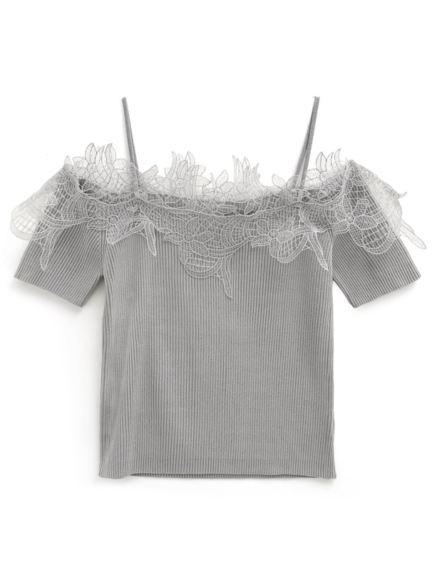 レースオフショルダーニットトップス[dr689] | レディースファッション