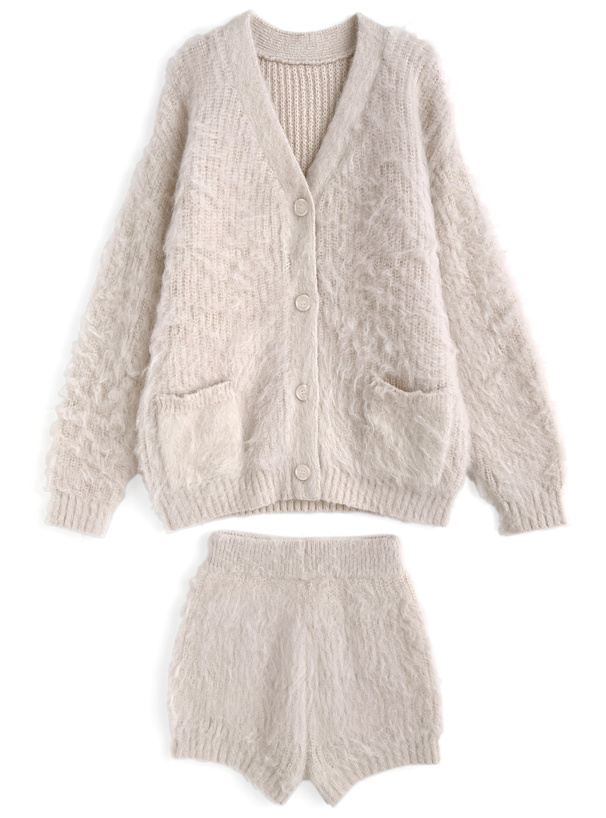 カーディガン×ショートパンツニットセットアップ[dr833] | レディース