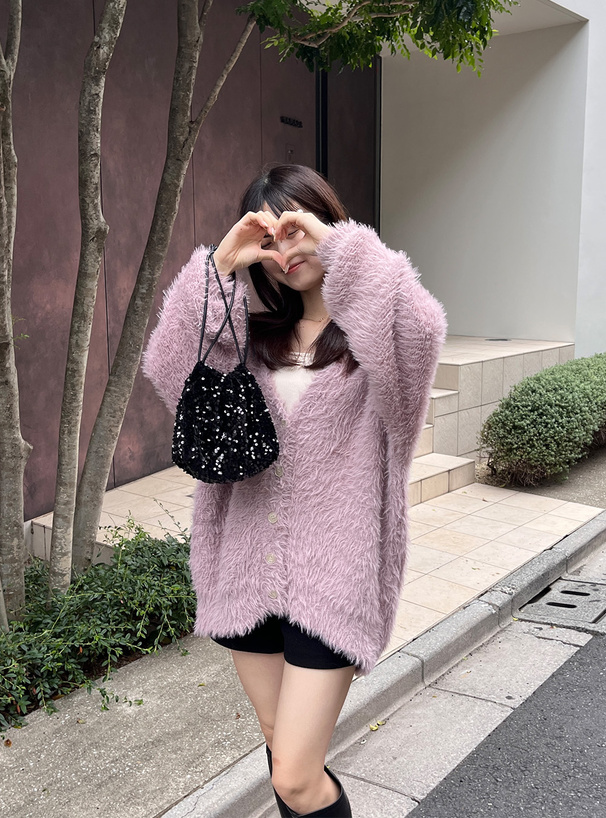 シャギーニットロングカーディガン[fo1817] | レディースファッション