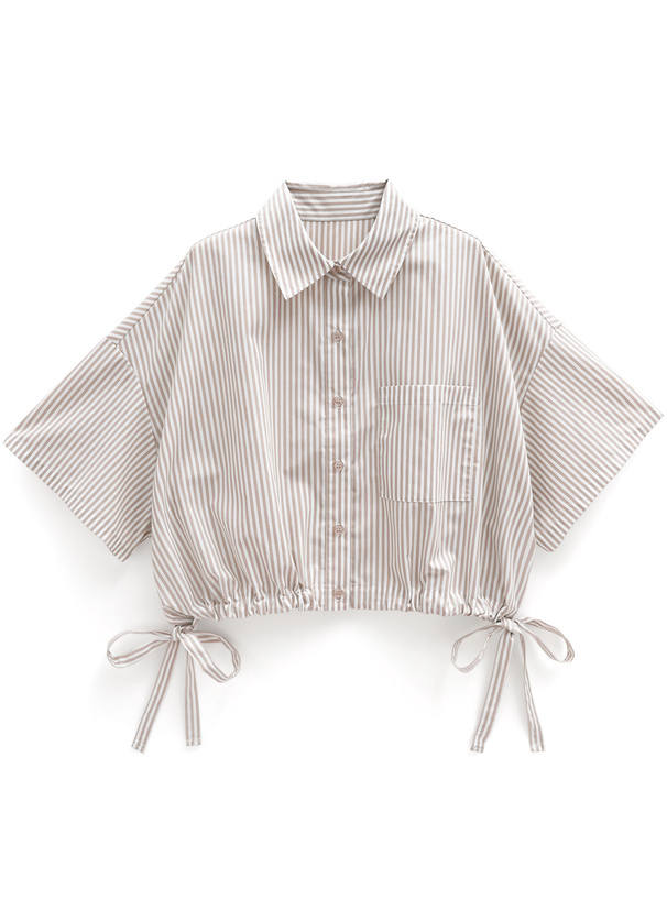 ストライプ柄ドロストリボンシャツ[fo1925] | レディースファッション