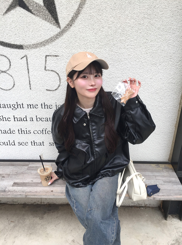 ファーティペット付き襟2Wayレザードロストブルゾン[fo2184