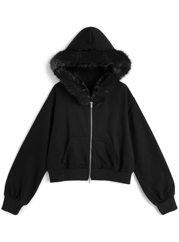 ファーフードダブルジップスウェットパーカー[fo2263] | レディース