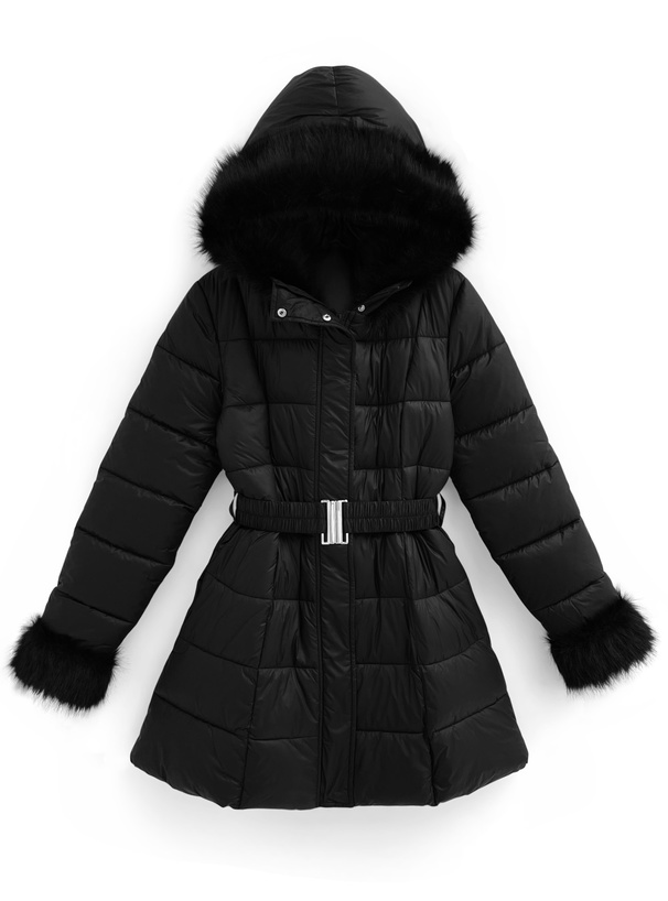 ベルト付きファーAラインダウンコート[kd79] | レディースファッション
