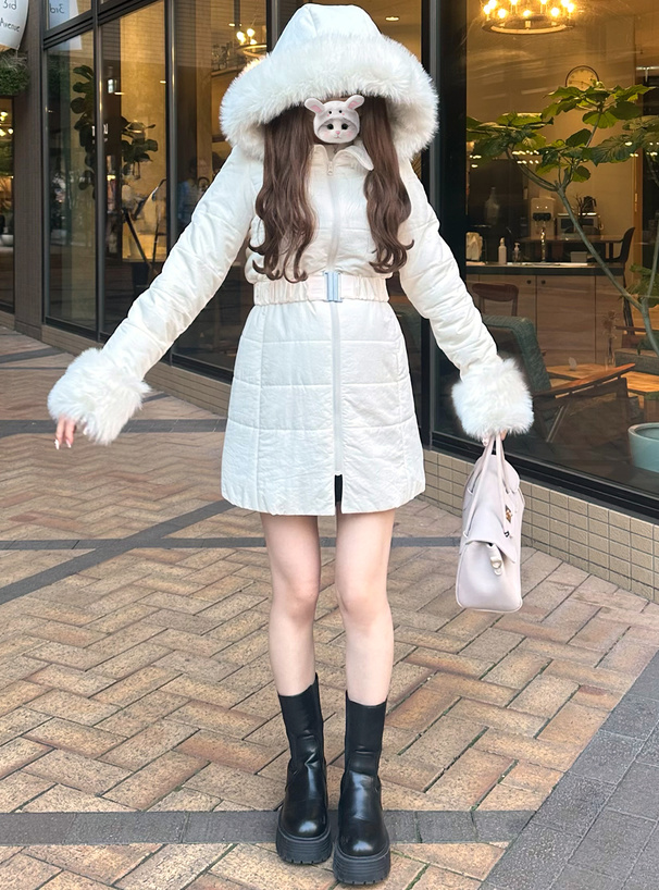 ベルト付きファーダウンコート[kd13] | レディースファッション通販の