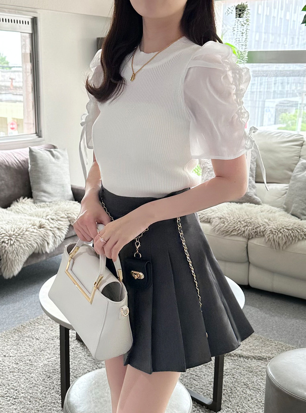 オーガンジードロストスリーブニットトップス[kz529] | レディース