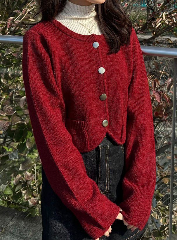 ラメリブニットショート丈カーディガン[kz636] | レディース