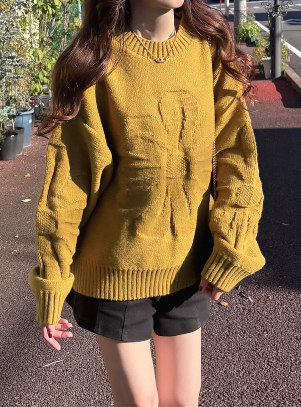 フラワージャガードニットトップス[kz673] | レディースファッション