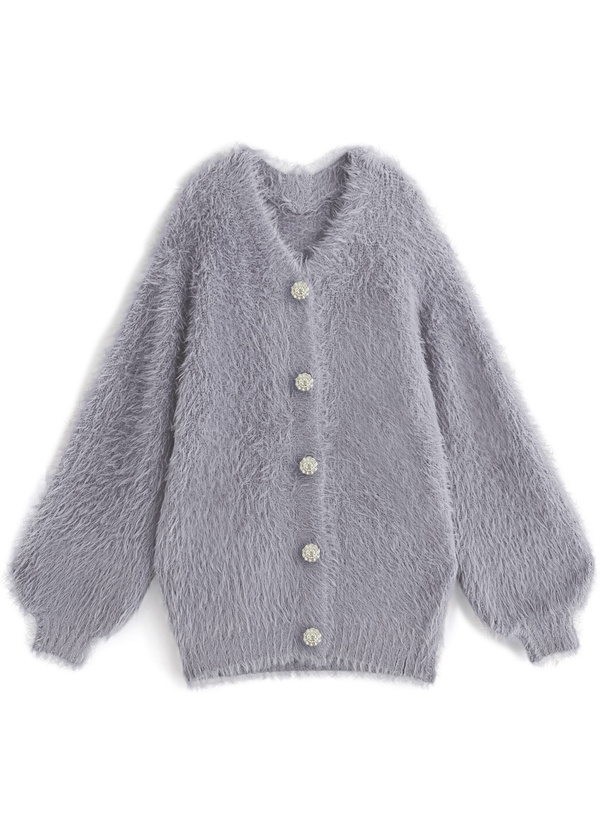 ビジューボタンフェザーニットカーディガン[kz278] | レディース