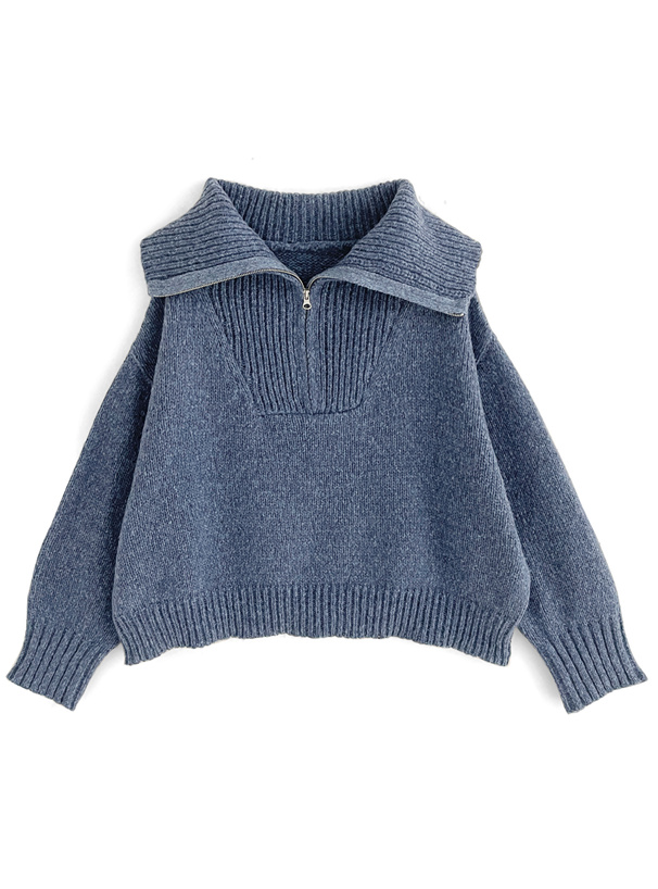 ハーフジップミックスニットトップス[k9292d] | レディース