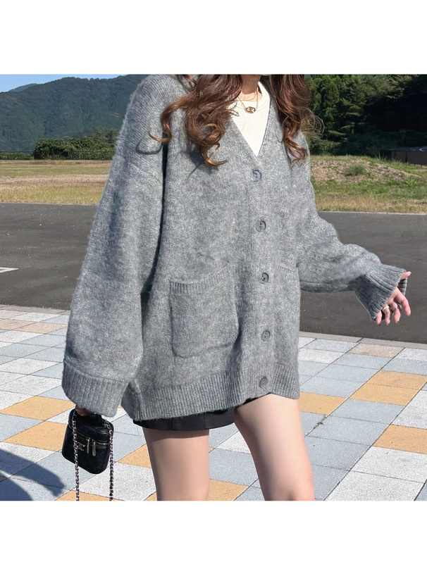 Vネックシャギーニットオーバーカーディガン[k9363f] | レディース