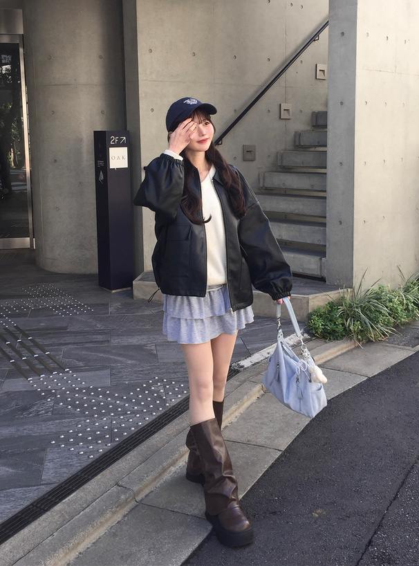 ステンカラーレザーブルゾン[on235] | レディースファッション通販の