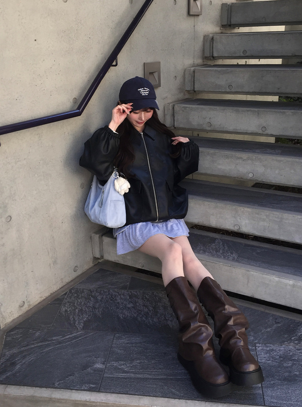 ステンカラーレザーブルゾン[on235] | レディースファッション通販の