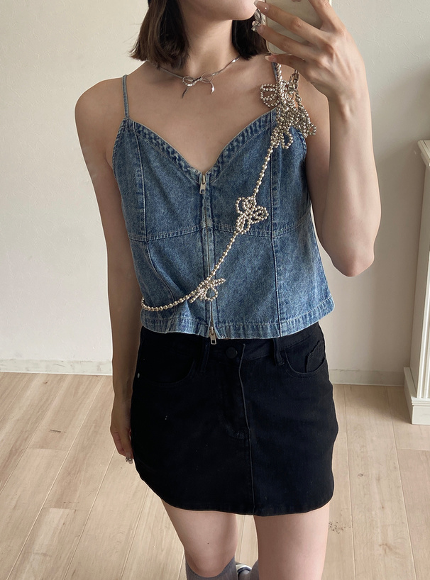 ダブルジップデニムキャミビスチェ[on255] | レディースファッション