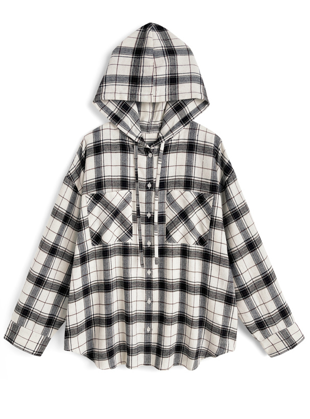 フード付きチェック柄シャツ[on356] | レディースファッション通販の