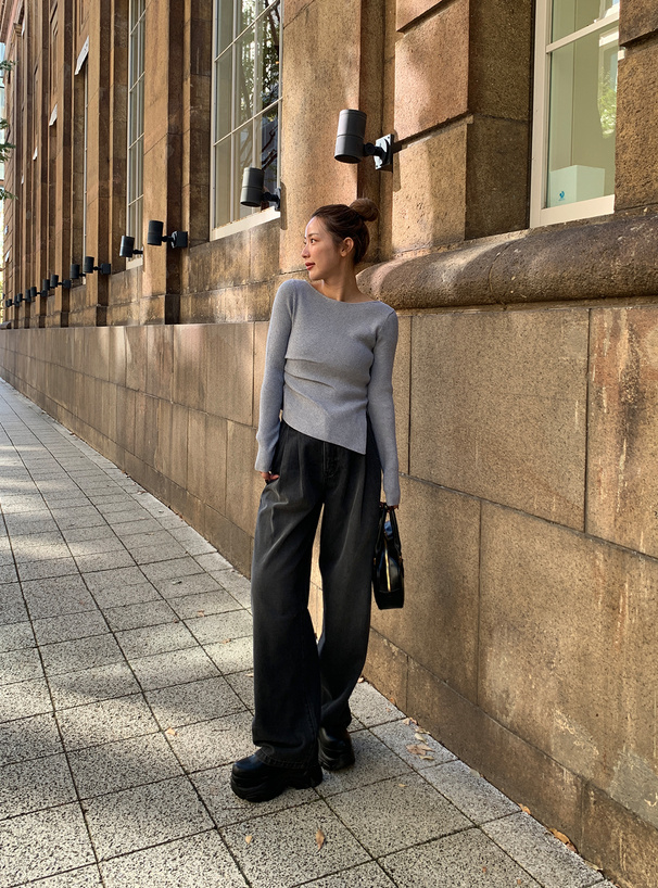 サイドタックアシンメトリーニットトップス[mei44] | レディース