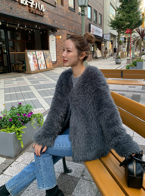 Vネックフェザーシャギーコート[nk83] | レディースファッション通販の