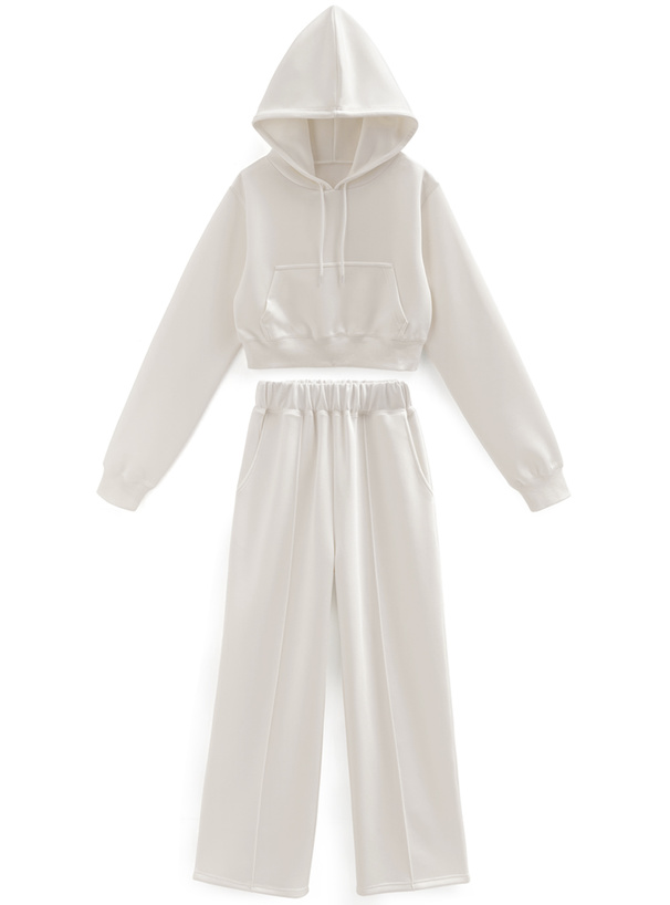 フリージアショート丈パーカー×ワイドパンツセットアップ[pm606