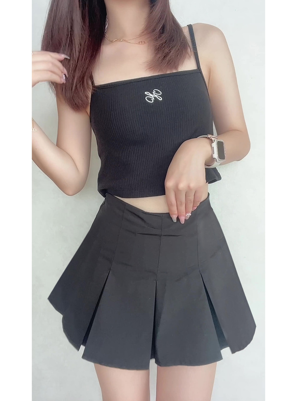 パッド付きロゴ刺繍クロップド丈キャミソール[pm280] | レディース