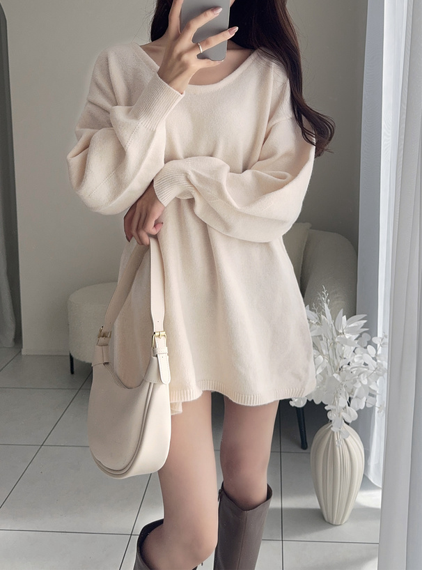 ボリュームスリーブニットミニワンピース[ru1140] | レディース