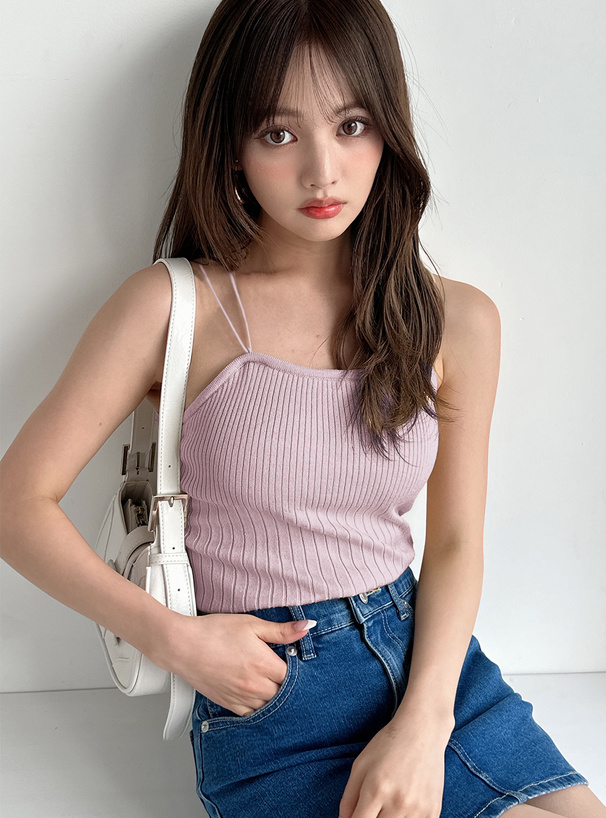 パット付きクロスストラップニットキャミソール[rut922] | レディース