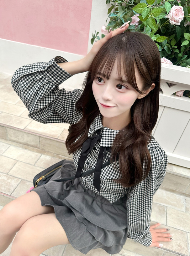 リボン付きギンガムチェック柄ブラウス[ta296] | レディース