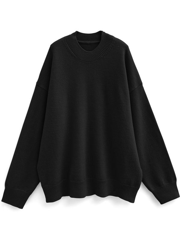 ラウンドネックオーバーニットトップス[th002] | レディース