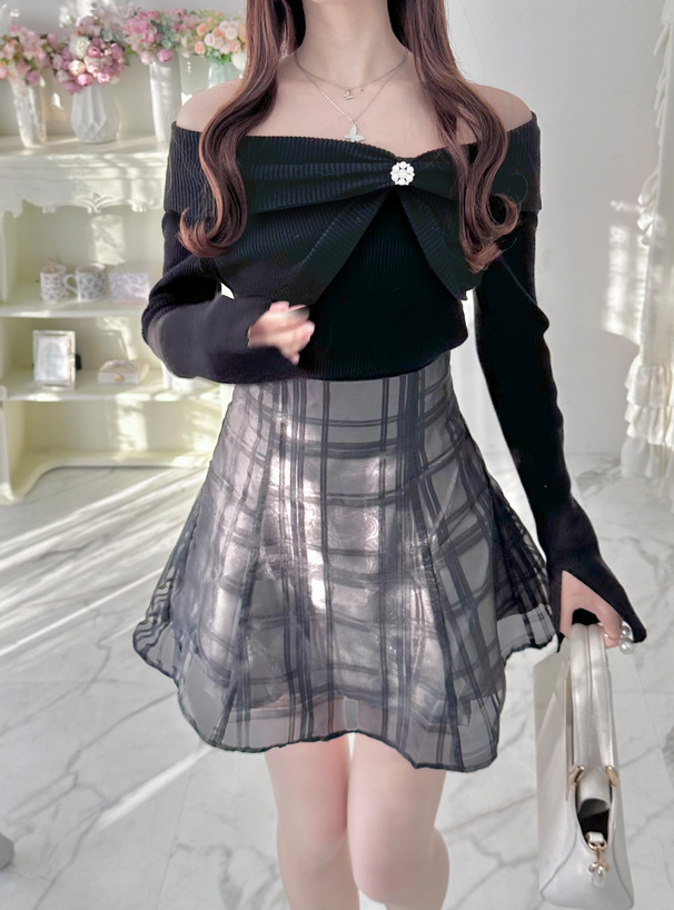 ブローチ付きビッグリボンリブニットトップス[tu1539] | レディース