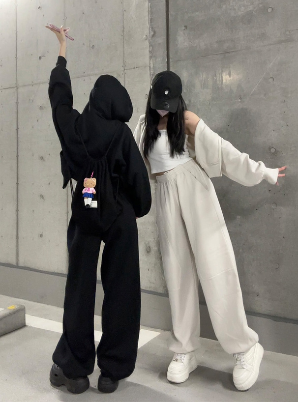 ダブルジップパーカー×2Wayワイドパンツスウェットセットアップ[tu1858