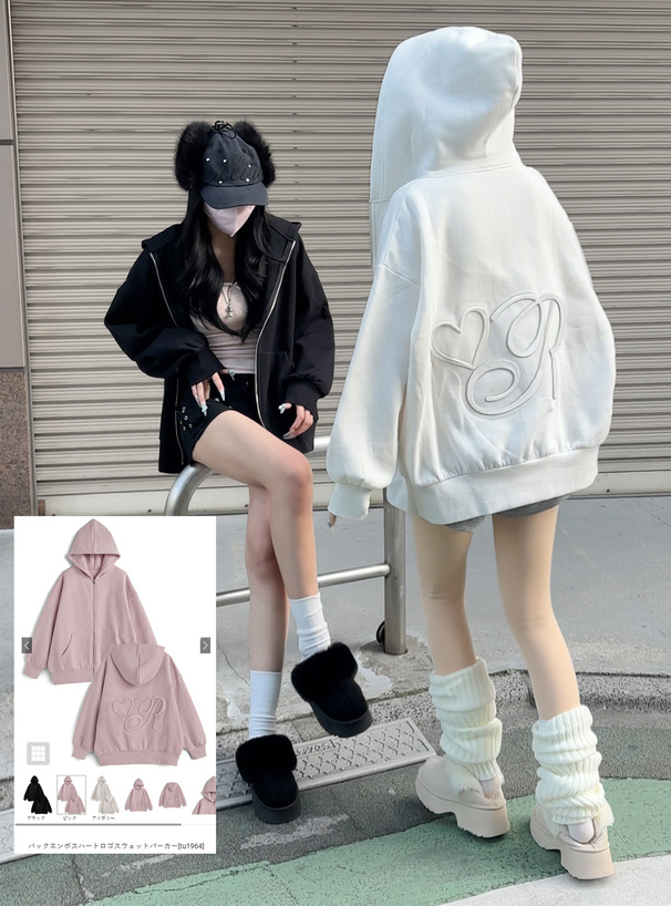 バックエンボスハートロゴスウェットパーカー[tu1964] | レディース