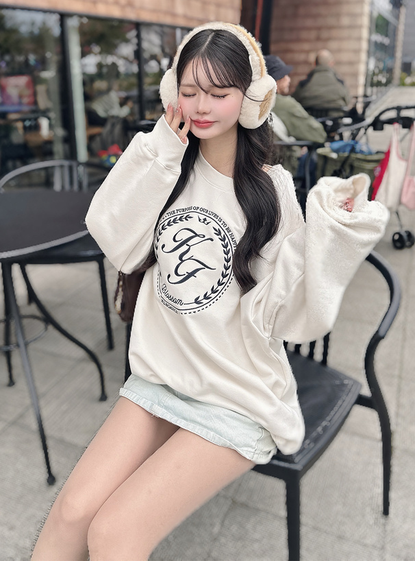 オーバルロゴ刺繍スウェットトップス[ze885] | レディースファッション