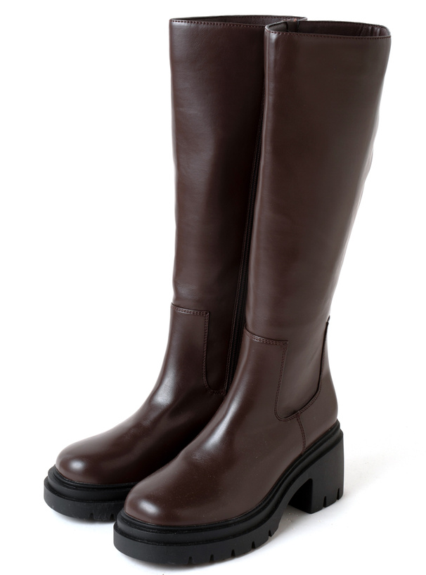 レザートラックソールロングブーツ[zr1072] | レディースファッション