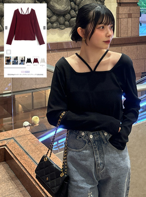 ホルターネックオフショルダーレーストップス[ks072] | レディース