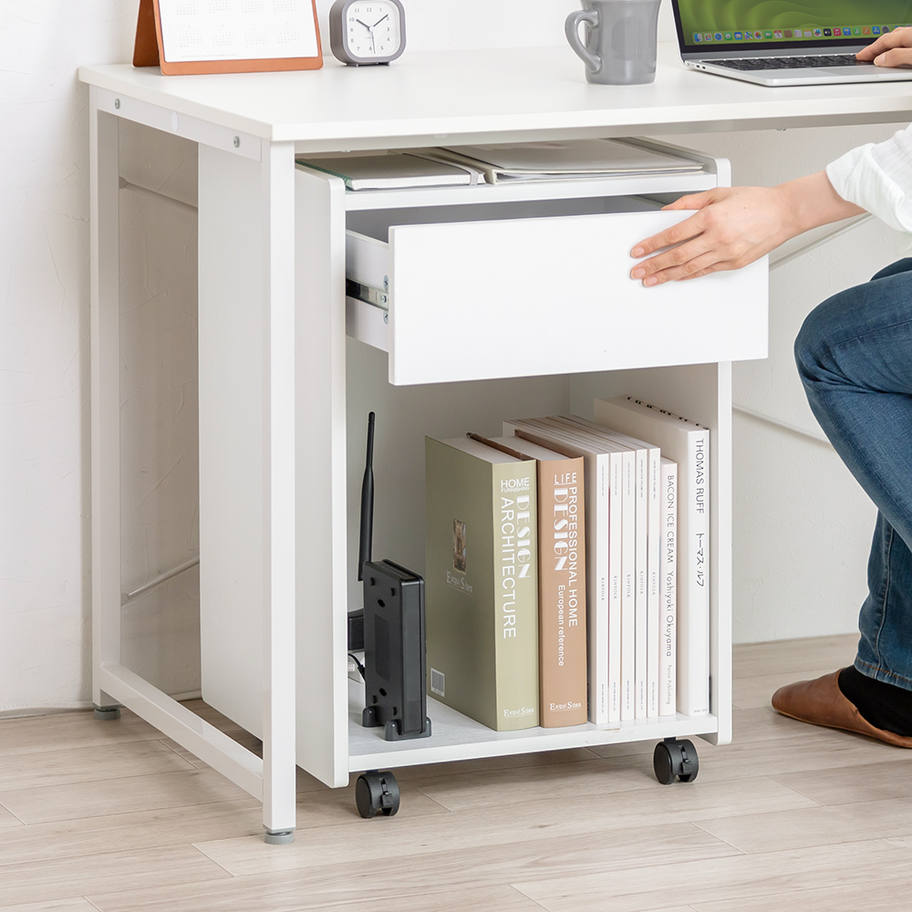 デスクワゴン（サイドチェスト・デスクキャビネット・木製・キャスター