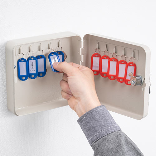 キーボックス（鍵収納ケース 10本収納 壁固定 タグ付き オフィス鍵管理