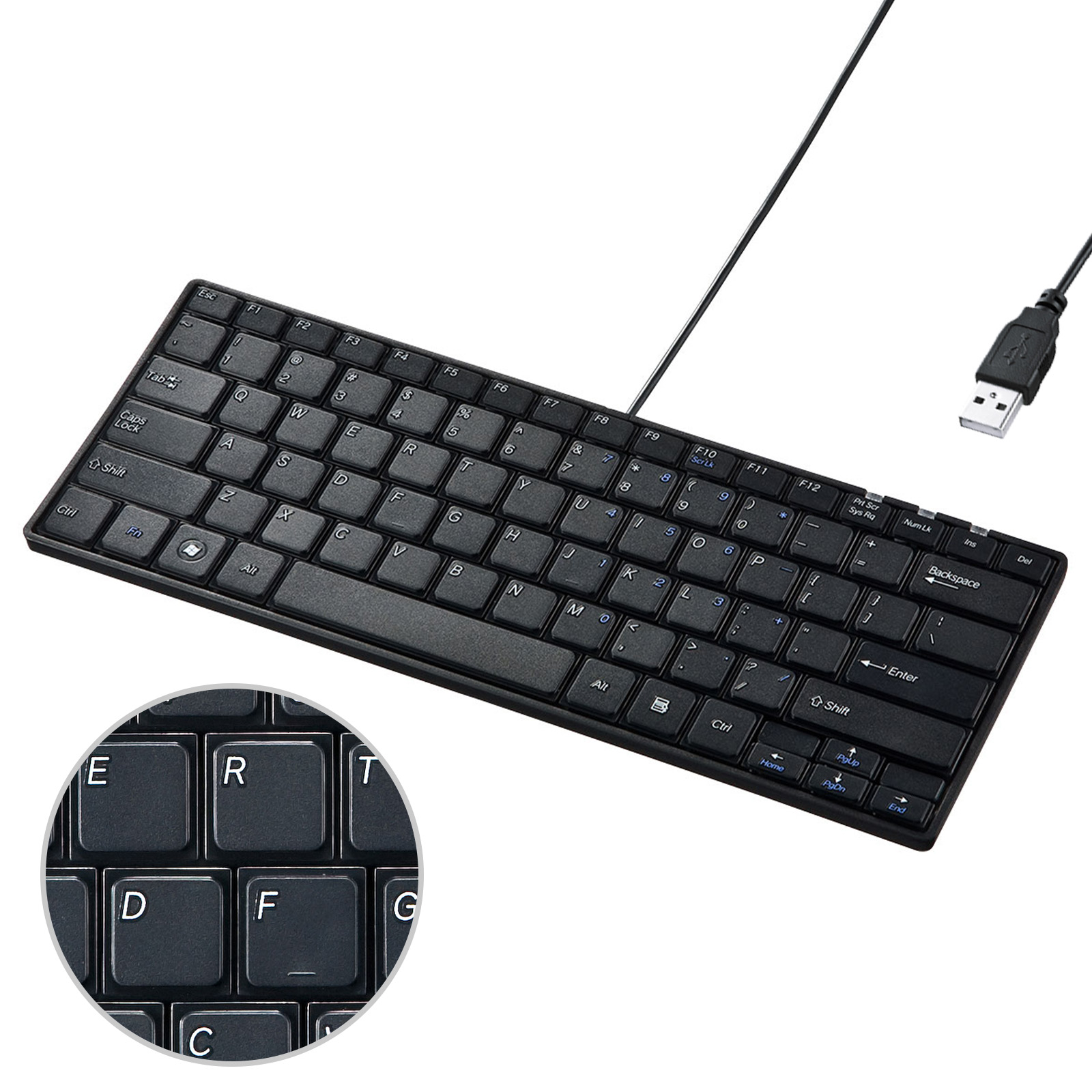 キーボード（コンパクト・有線・パンタグラフ・英語配列・USB・スリム