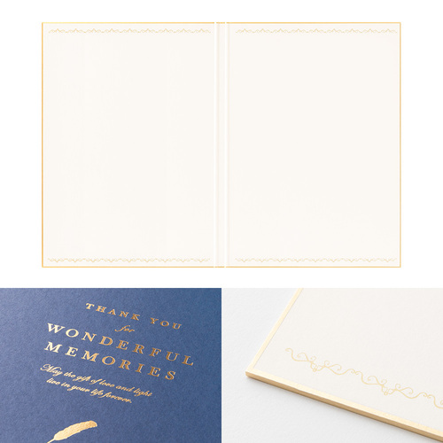 ミドリ（MIDORI） カラー色紙 A4 メッセージシール付 二つ折り本型 紺