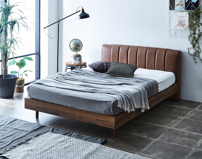 イヴェール ファブリックレザーベッド クイーン ベッドフレーム